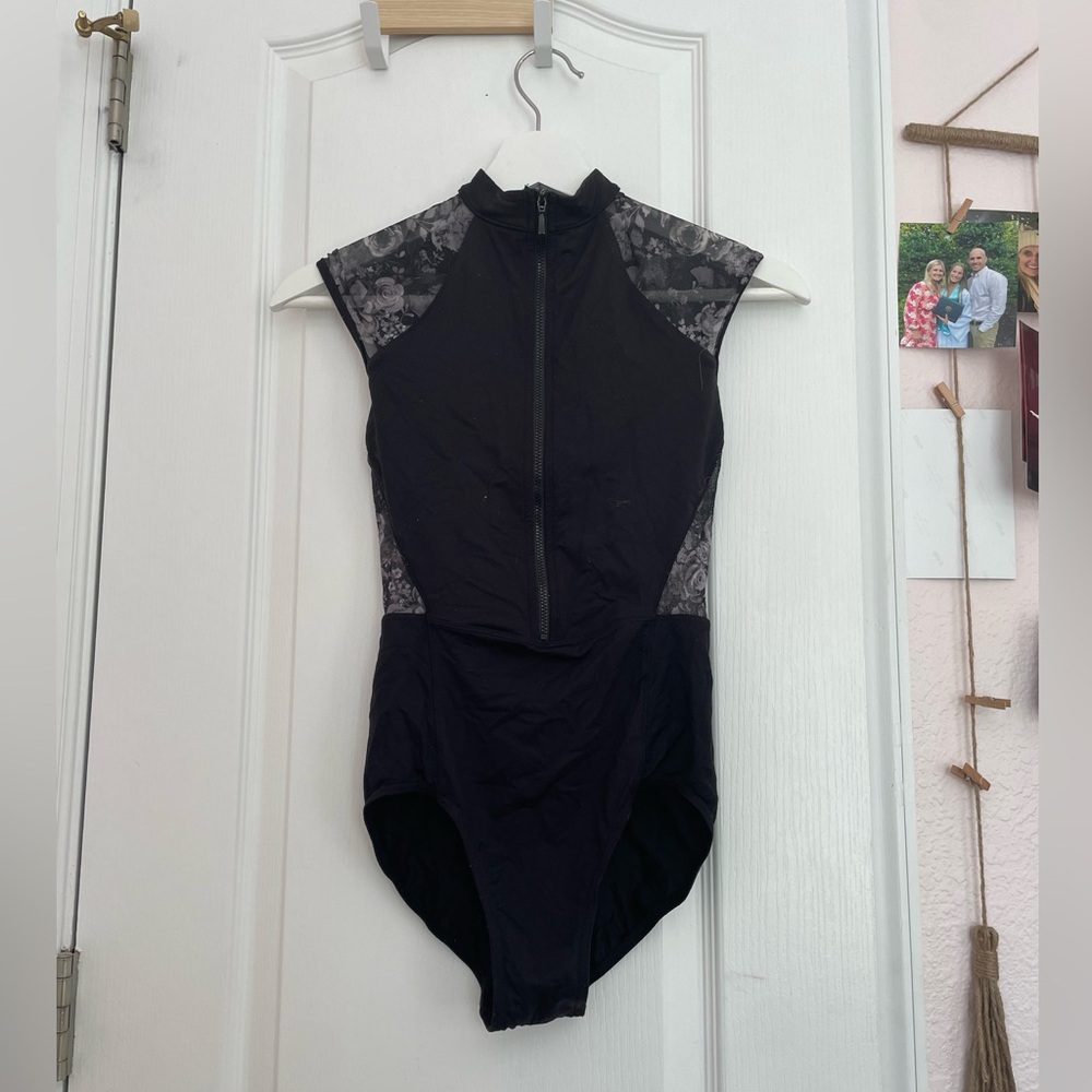 2 Mirella Black Sleeveless Leotard - size small